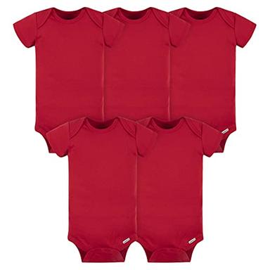 Gerber Baby Boys 5-pack Solid Onesies Bodysuits Shirt, Red, 6-9 Months | Mubboo