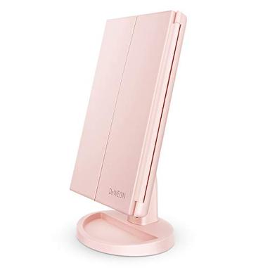 deweisn Tabletop Mount Tri-Fold Lighted Vanity Mirror | Mubboo