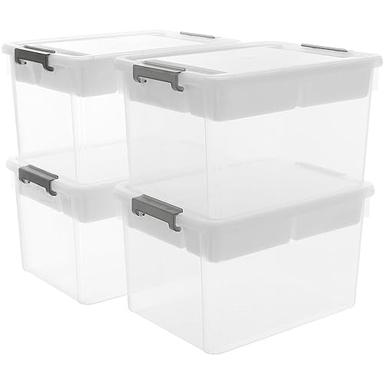 Citylife 32 QT Plastic Storage Bins with Removable Tray (4-Pack) | Mubboo