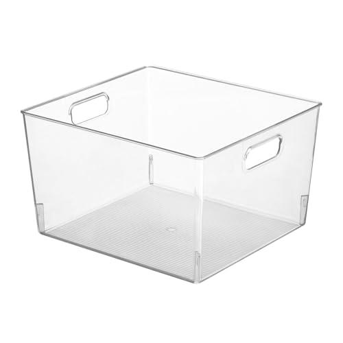 mDesign stackable clear plastic storage bins for bathroom vanity organization, set of 8