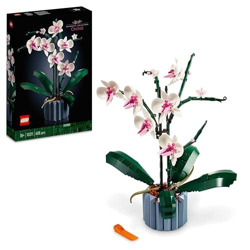 LEGO Icons Orchid 10311 botanical building set displayed as home decor piece