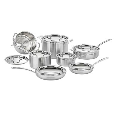 Cuisinart 12-Piece MultiClad Pro Triple-Ply Stainless Steel Set | Mubboo