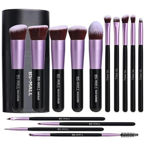 BS-MALL 14-Piece Makeup Brush Set in Purple Travel Case