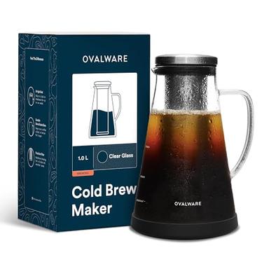 OVALWARE Airtight Cold Brew Iced Coffee Maker Pitcher and Tea Infuser, 1.0L / 34oz | Mubboo