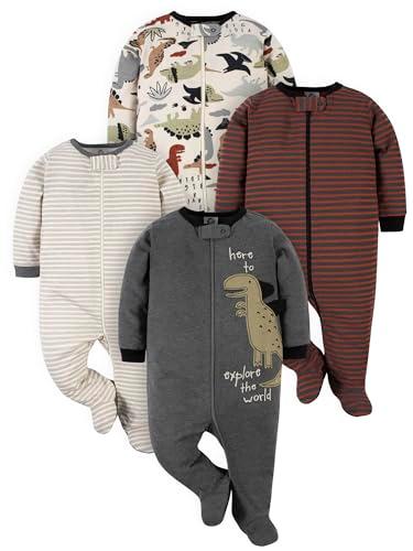 Gerber Baby Boys 4 Pack 'N Play Footie And Toddler Sleepers, Red Dino, 0-3 Months | Mubboo