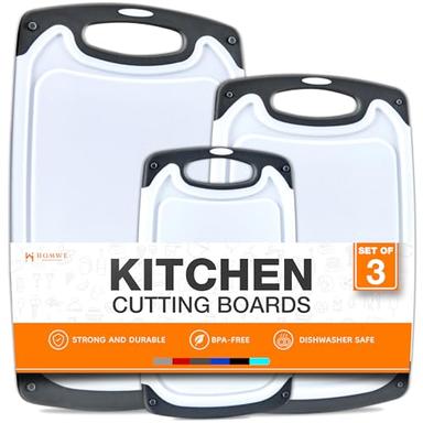 HOMWE BPA-Free Reversible Cutting Board Set, 3-Pack | Mubboo
