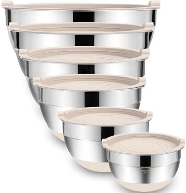 Umite Chef Mixing Bowls with Airtight Lids, 6 Piece | Mubboo