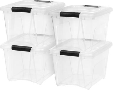 IRIS USA 19 Qt Plastic Storage Box with Lid and Latches, 4-Pack | Mubboo