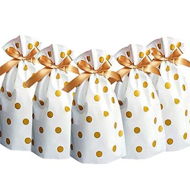 Elwish 24pcs Gold Plastic Drawstring Bags | Mubboo