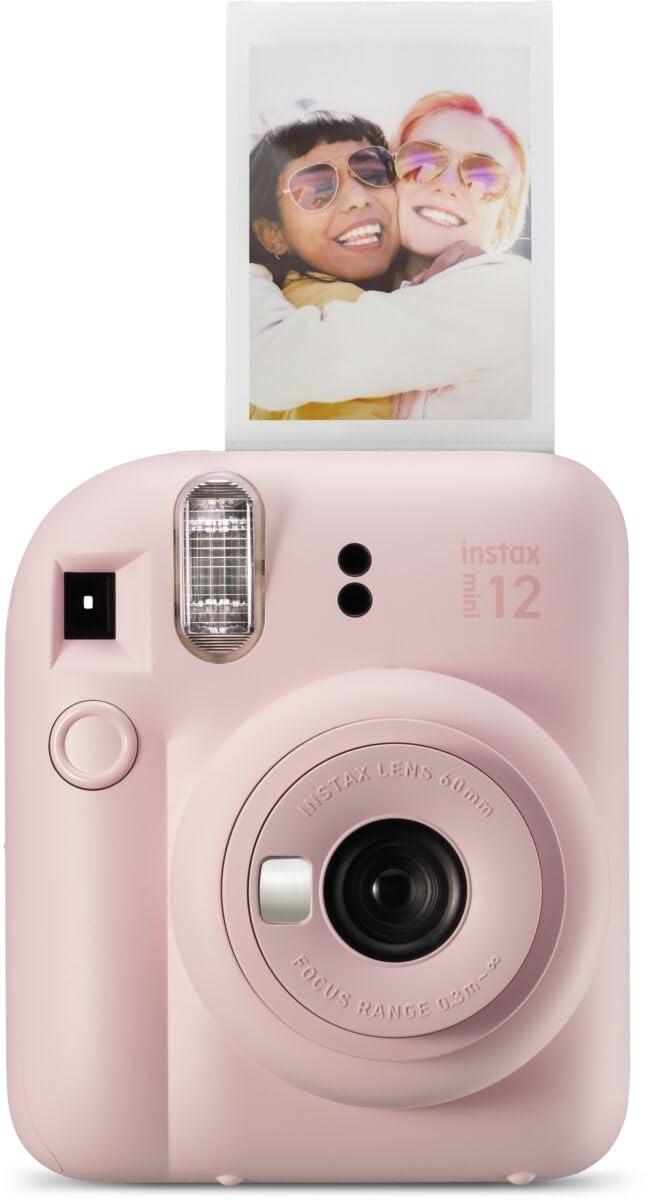 Fujifilm Instax Mini 12 instant camera in blossom pink with selfie mirror