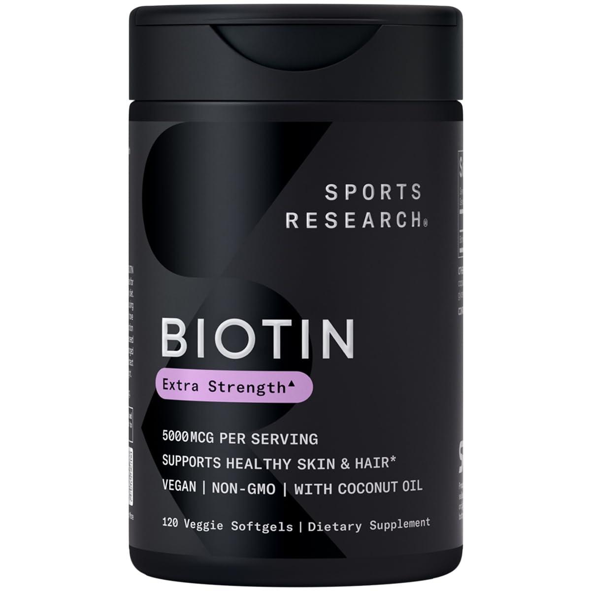 Sports Research Biotin 5,000mcg Veggie Softgels