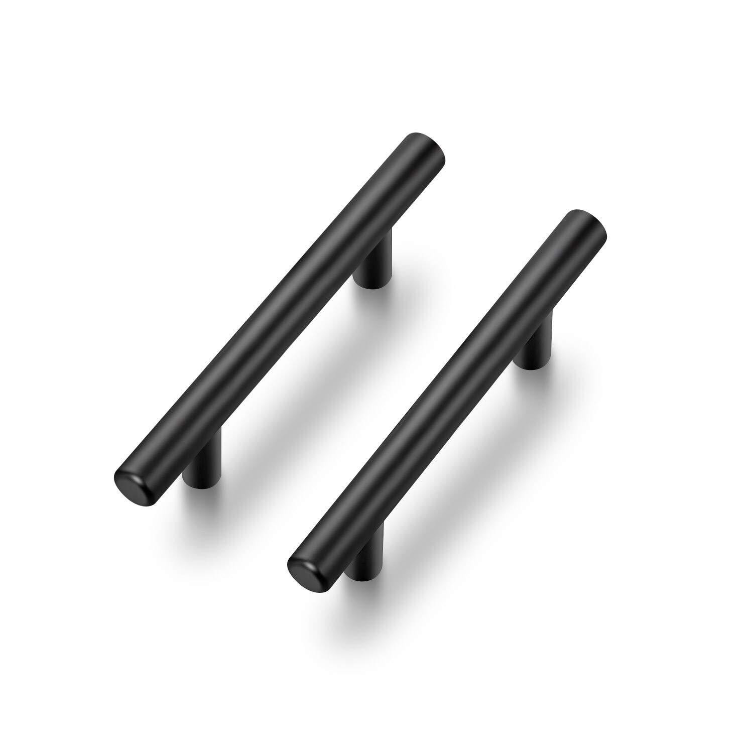 Ravinte 30-Pack 5" Matte Black Cabinet Pulls on a white cabinet