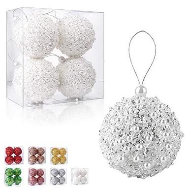 ZHANYIGY 4.25" Shatterproof White Ball Ornaments Set | Mubboo