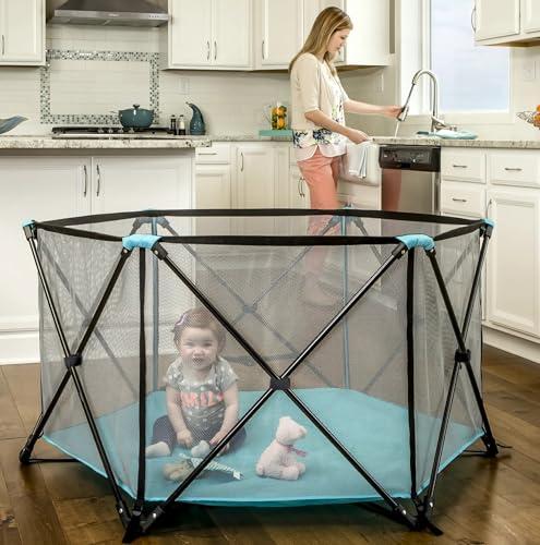 Regalo 6-panel baby play yard with mesh sides
