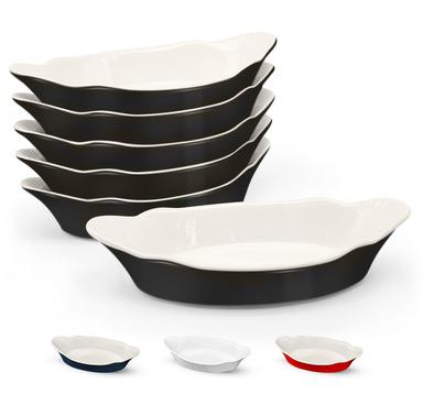 KooK Au Gratin Baking Dishes, Set of 6 (Black)