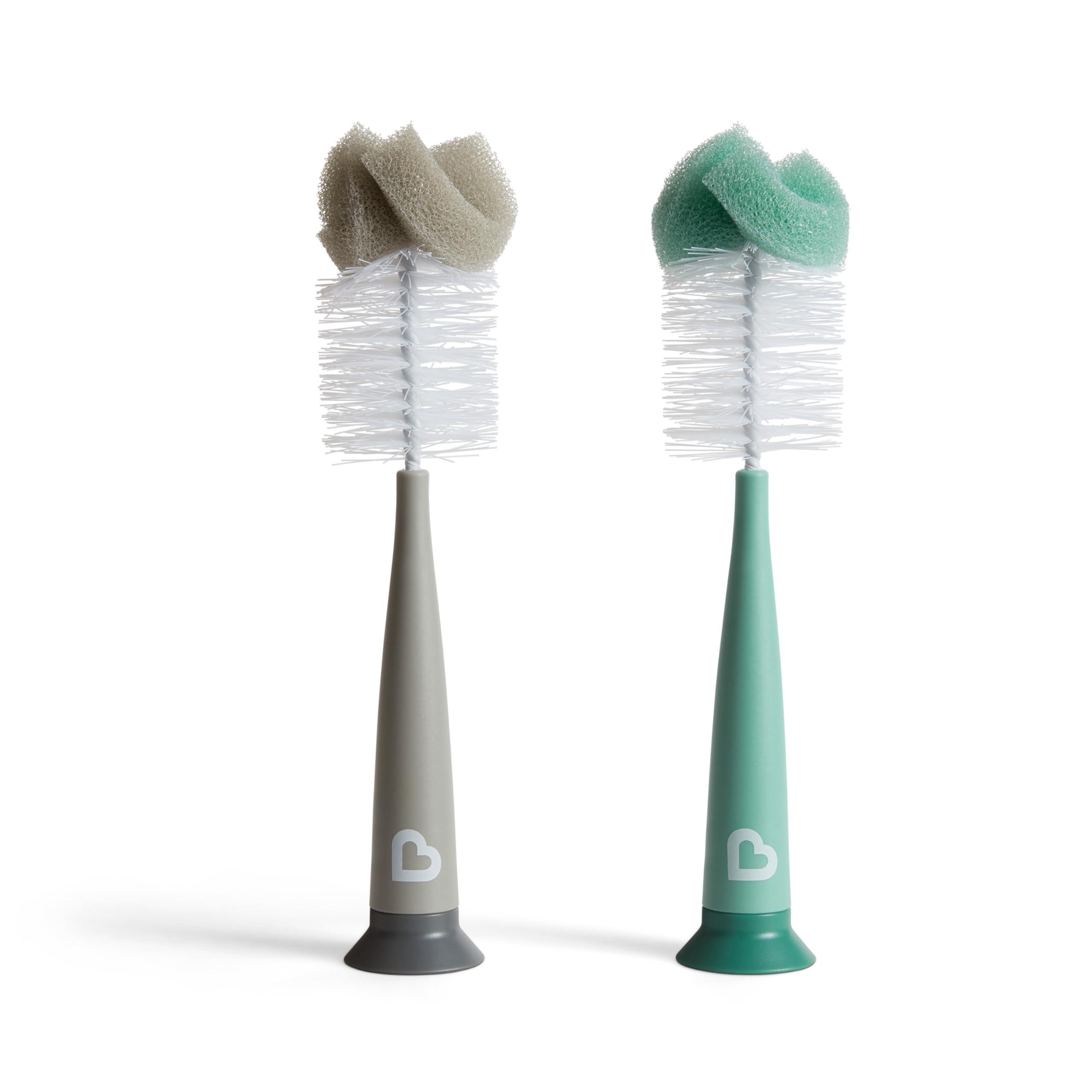 Munchkin Sponge Bottle Brush, Grey/Sage, 2 Count