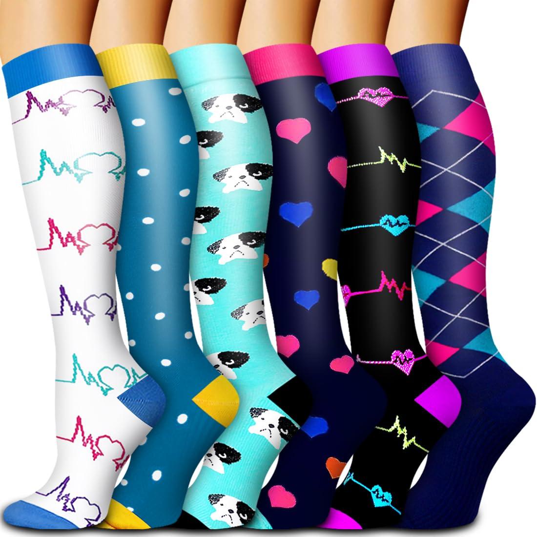 Bluemaple Copper Compression Socks, 6 pairs in various colors