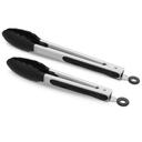 2 Pack Black Kitchen Tongs, Premium Silicone BPA Free Non-Stick Stainless Steel BBQ Cooking Grilling Locking Food Tongs, 9-Inch & 12-Inch | Mubboo