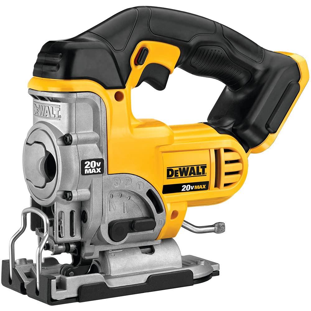 DEWALT 20V MAX Jig Saw, yellow and black, with keyless blade change and adjustable shoe