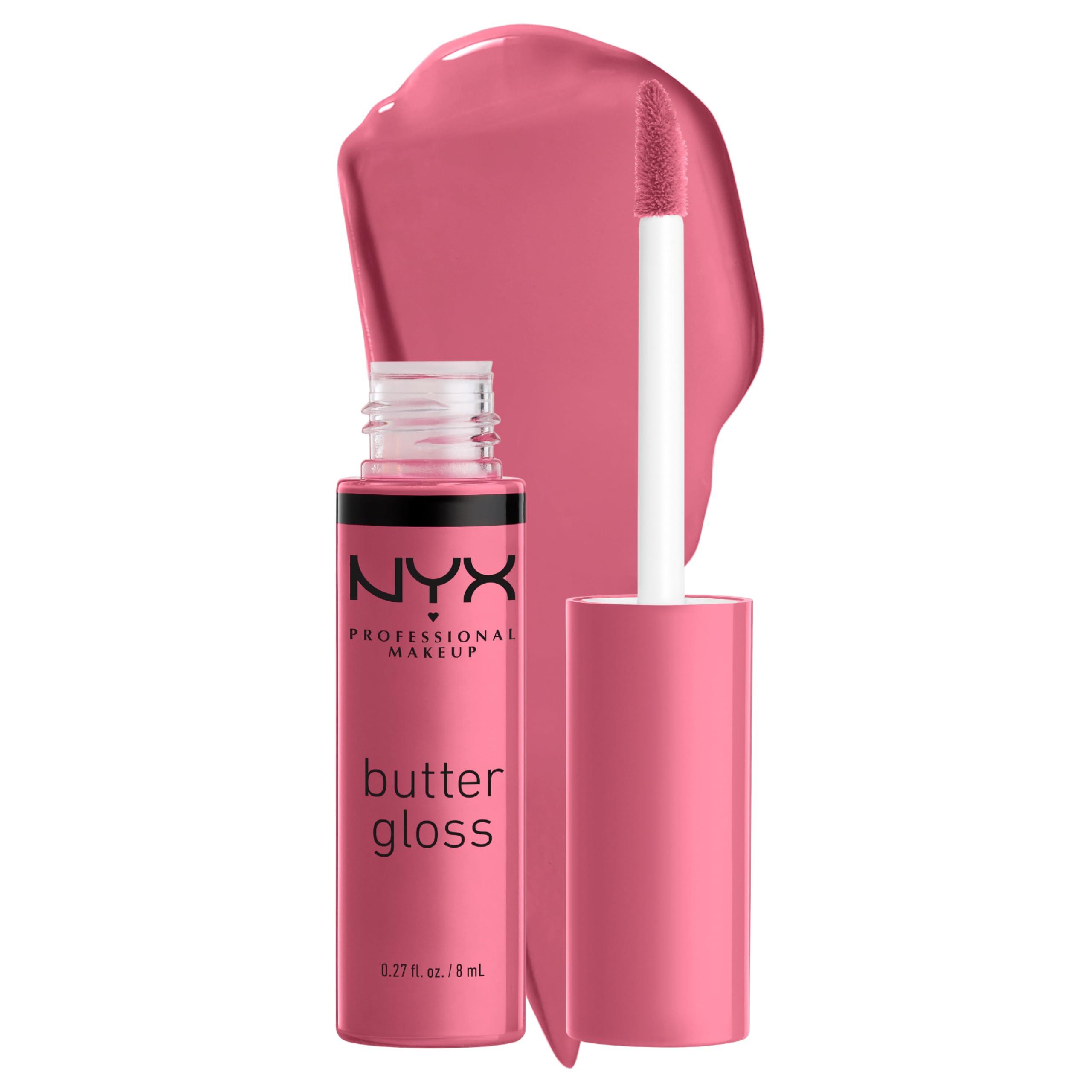 NYX Butter Gloss in Rocky Road tube with doe-foot applicator
