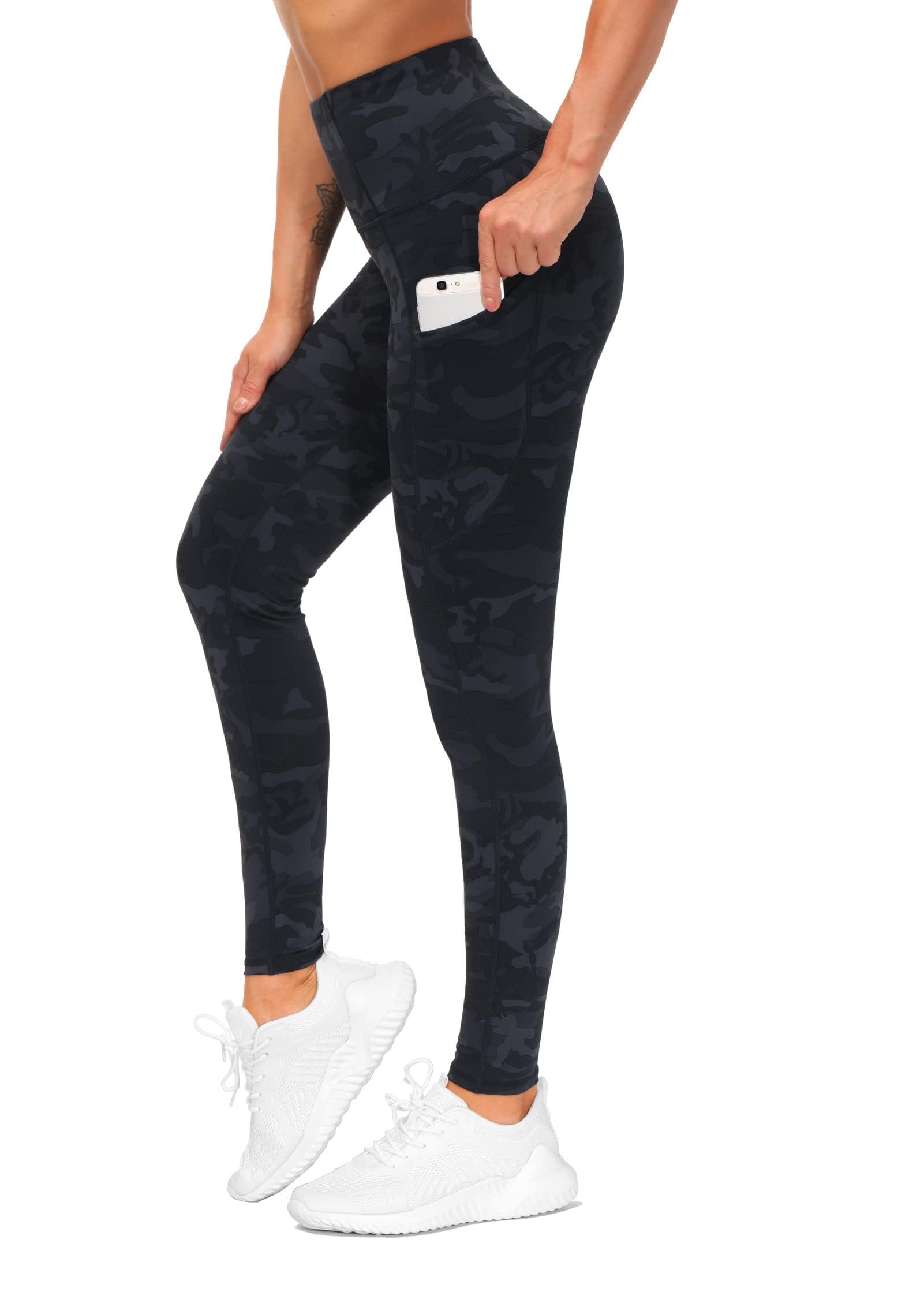 THE GYM PEOPLE Thick High Waist Yoga Pants with Pockets in black
