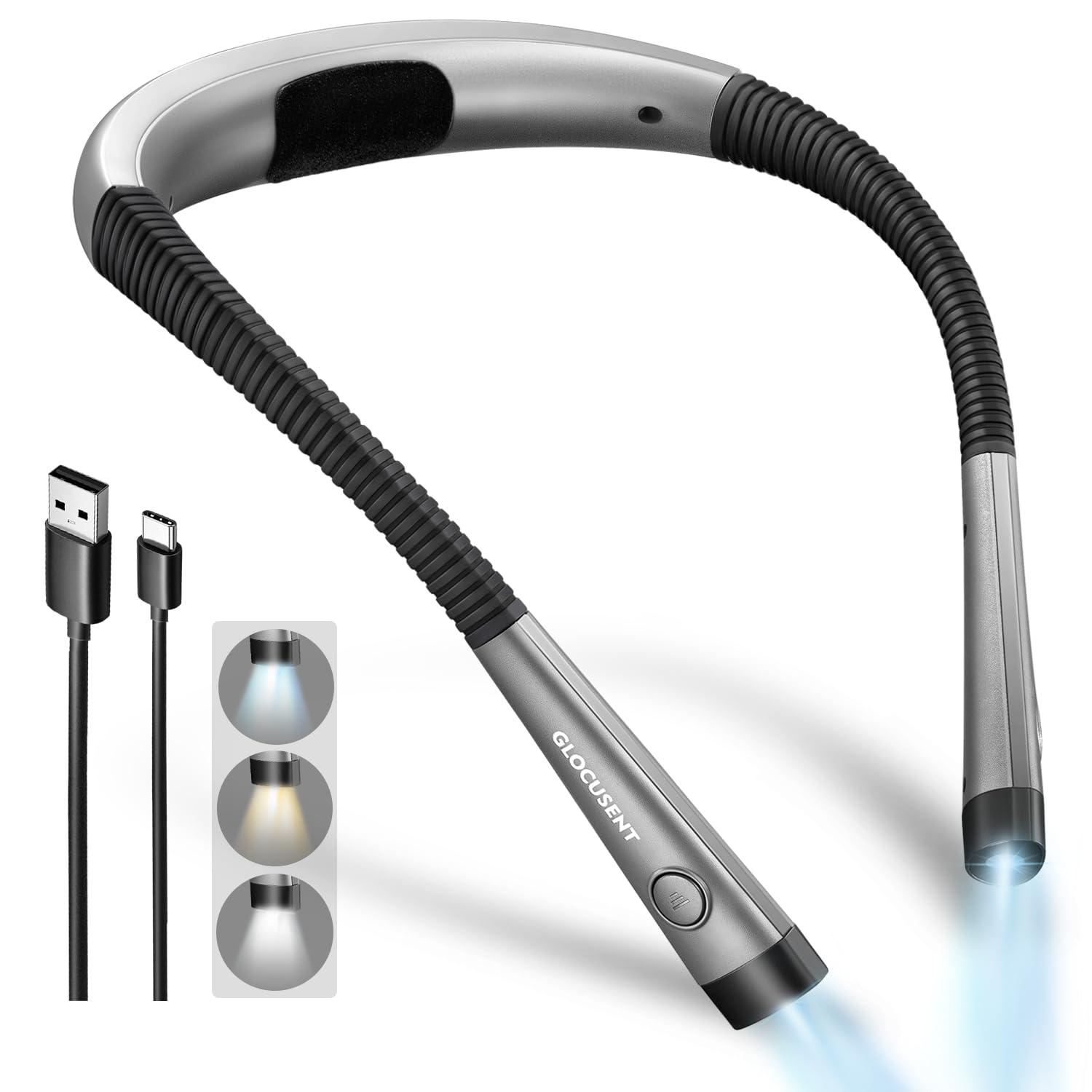 Glocusent Book Light with 3-Color & 6-Brightness Settings