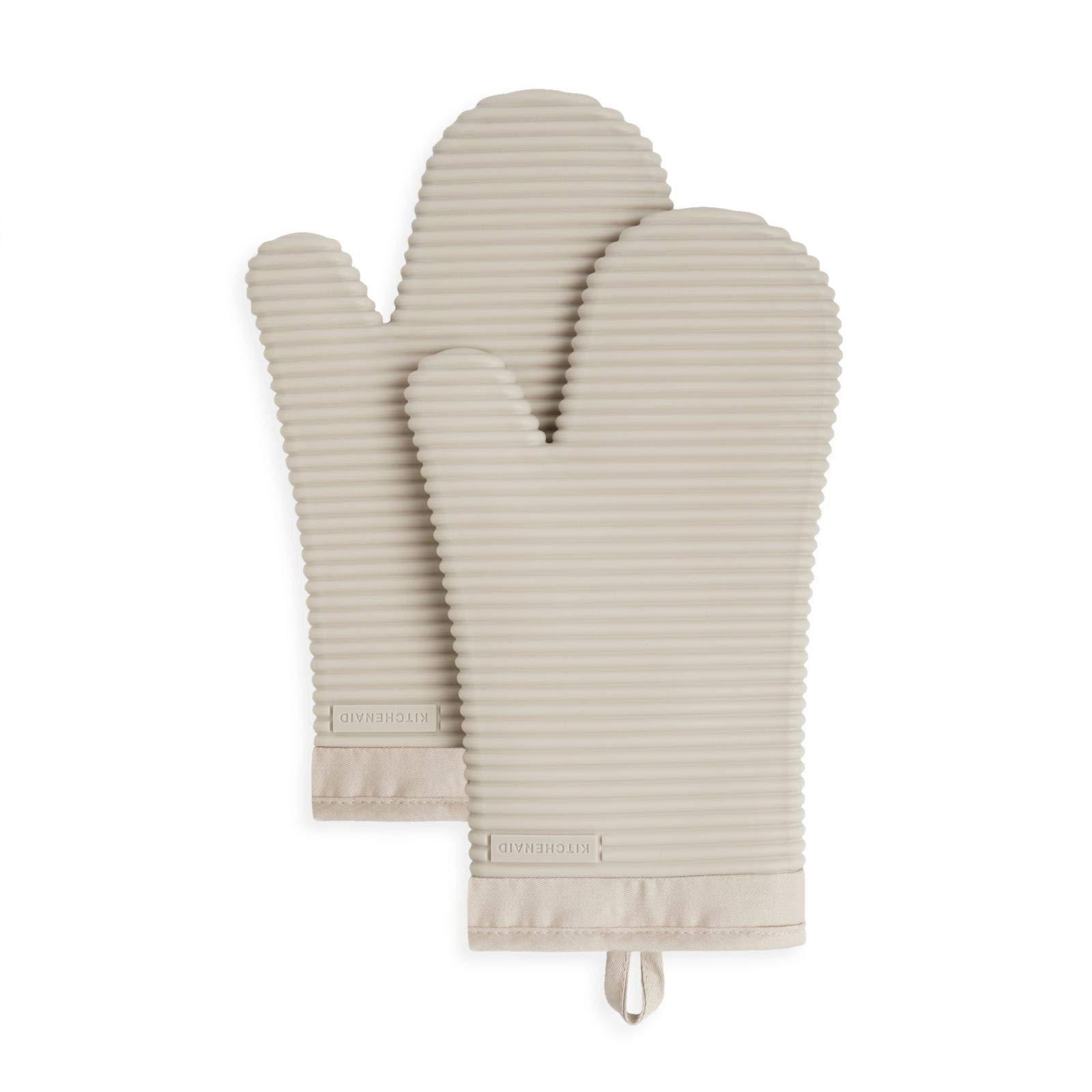 KitchenAid Ribbed Soft Silicone Oven Mitt in Milkshake color