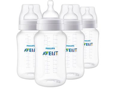 Philips Avent Anti-Colic Bottles, 11 oz, with Flow 3 Nipples, 4 Pack