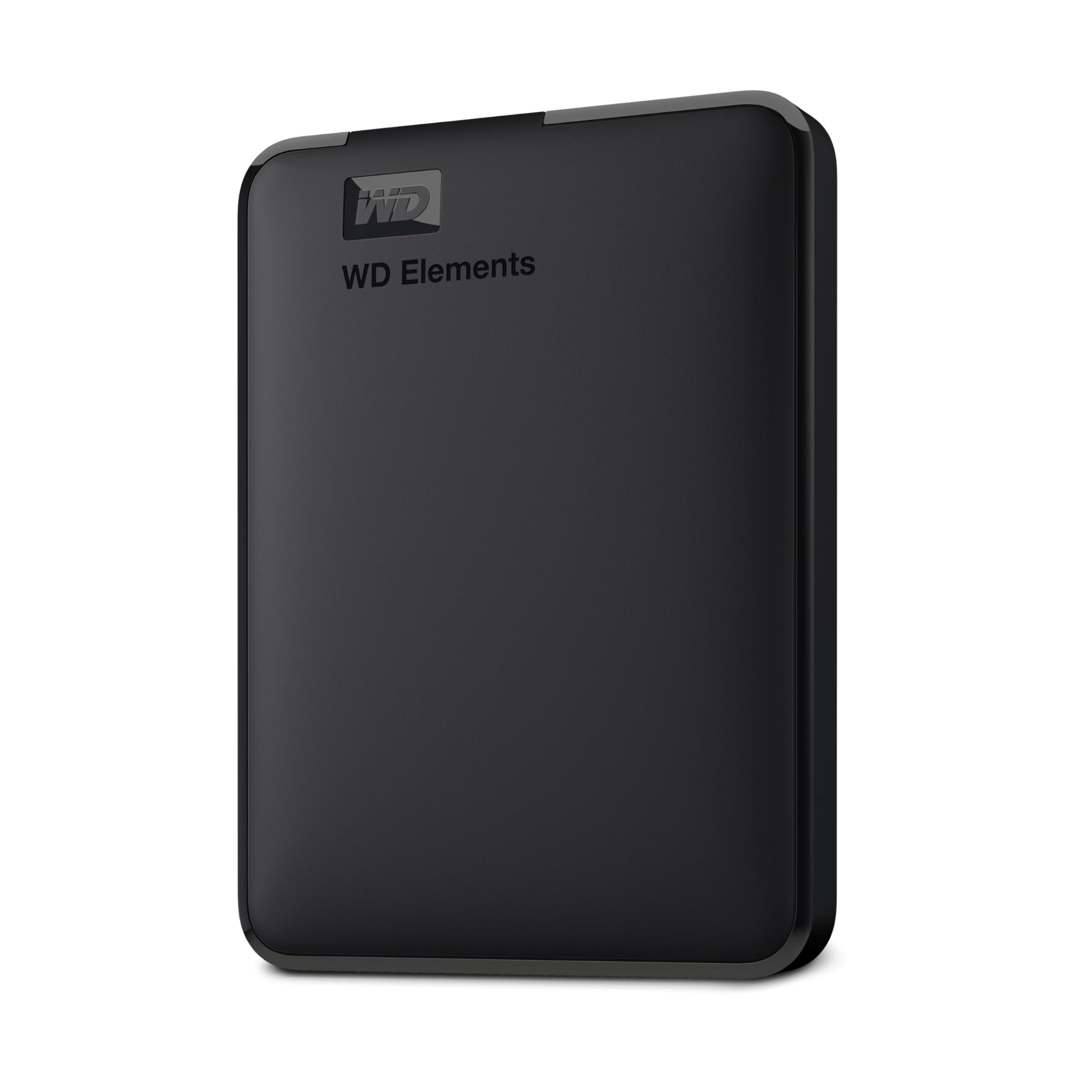 WD 2TB Elements portable external hard drive on a desk