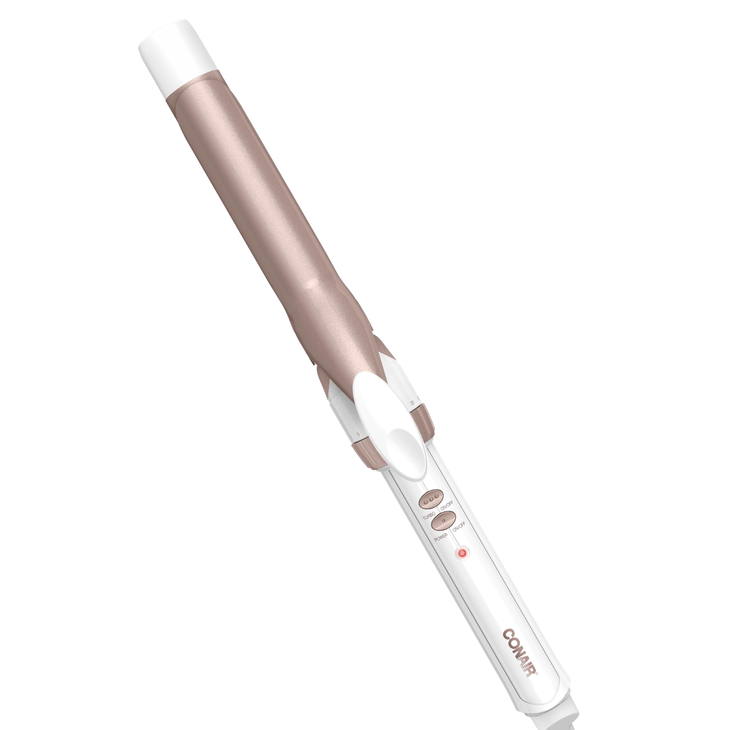 Conair Double Ceramic 1-Inch Curling Iron with white and rose gold finish