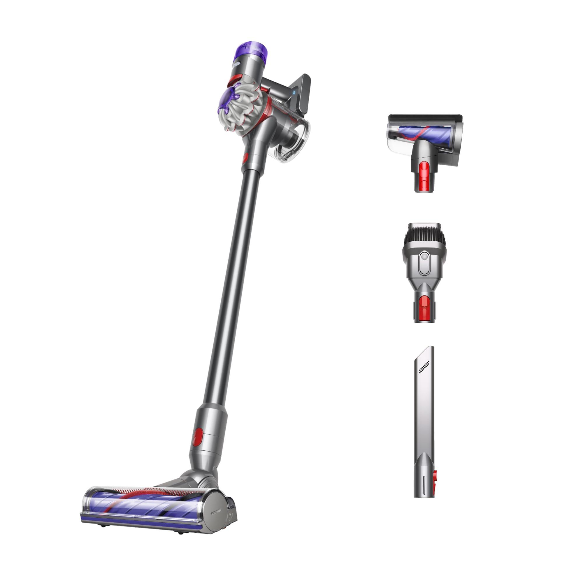 Dyson V8 cordless vacuum in small apartment