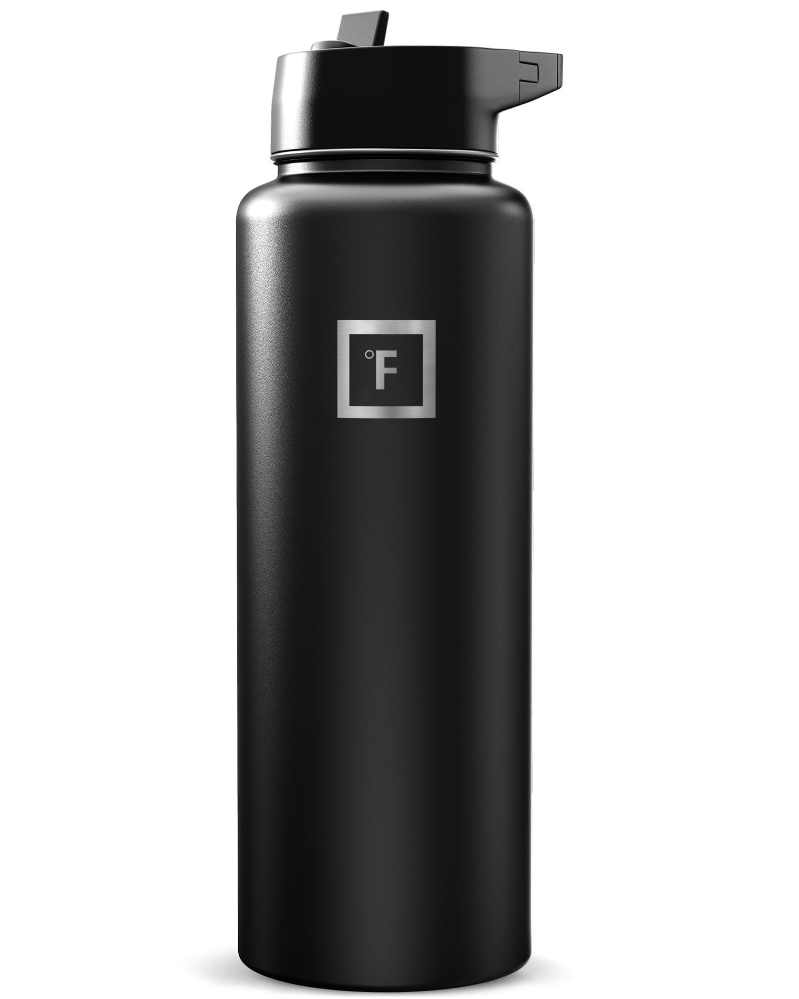 IRON FLASK 40 oz insulated water bottle with straw in midnight black