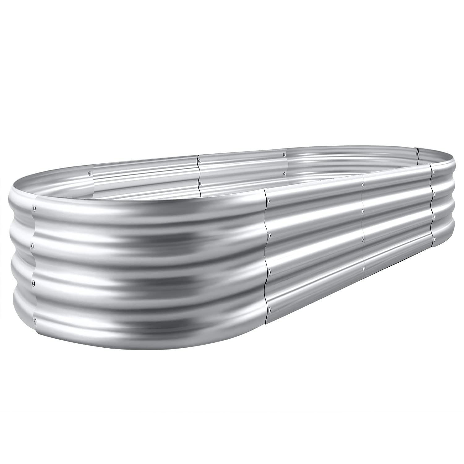 Land Guard Galvanized Raised Garden Bed Kit assembled in a backyard garden setting