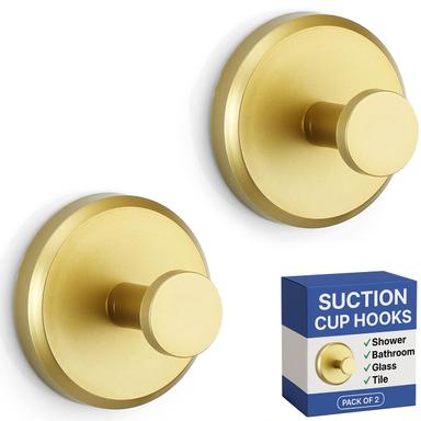 HOME SO Suction Cup Hooks 2-Pack Gold | Mubboo