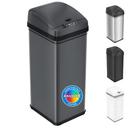 iTouchless 13 Gallon Smart Bin with Odor Filter, 50L Touchless Stainless Steel Kitchen Trash Can, Automatic Motion Lid, Fingerprint-Proof, Hands-Free Pet-Safe Lock & Soft-Close, Modern Gunmetal Gray | Mubboo