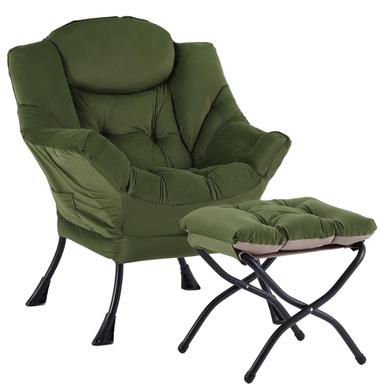Welnow Lazy Chair with Ottoman, Army Green