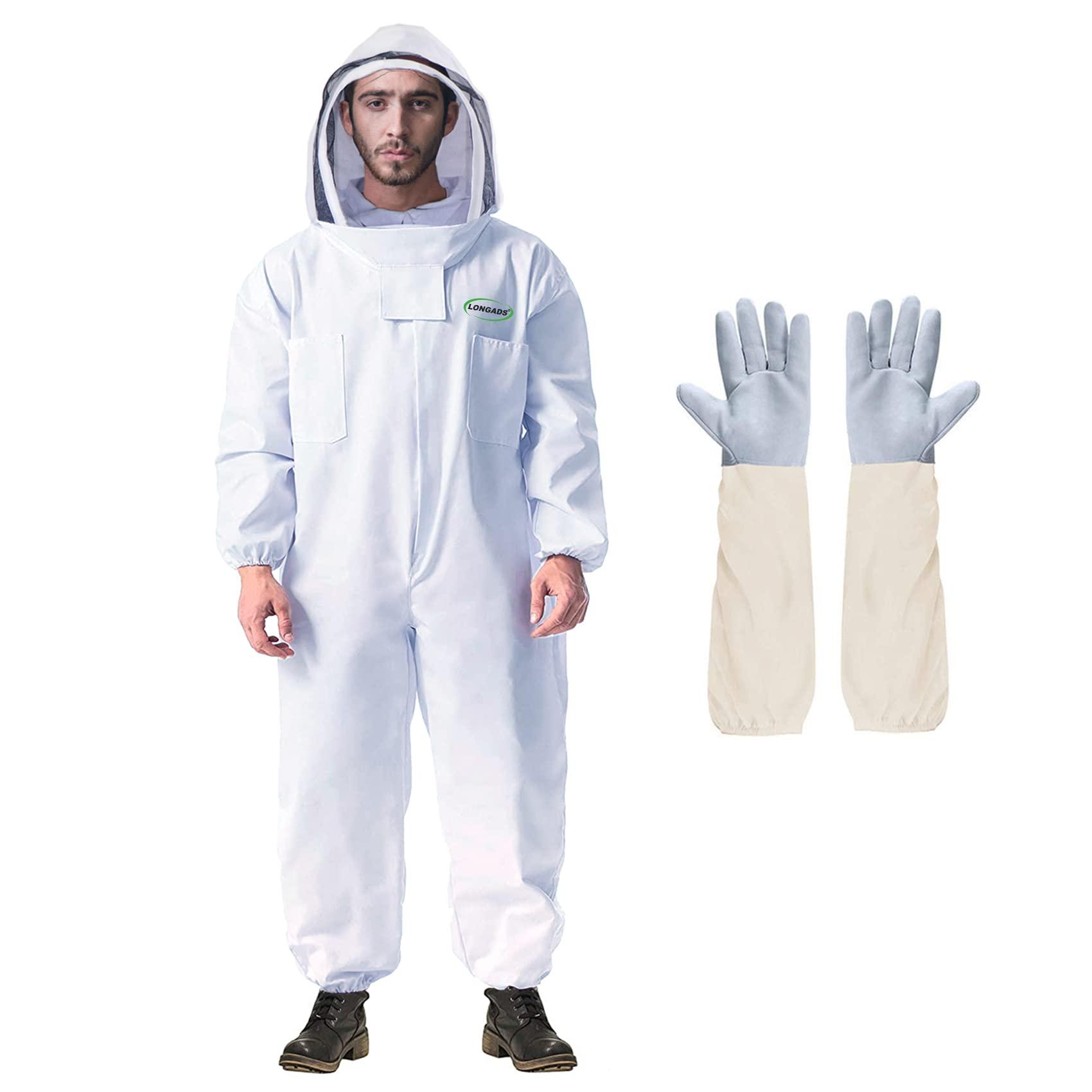 LONGADS Professional Bee Suit with mesh veil and hat