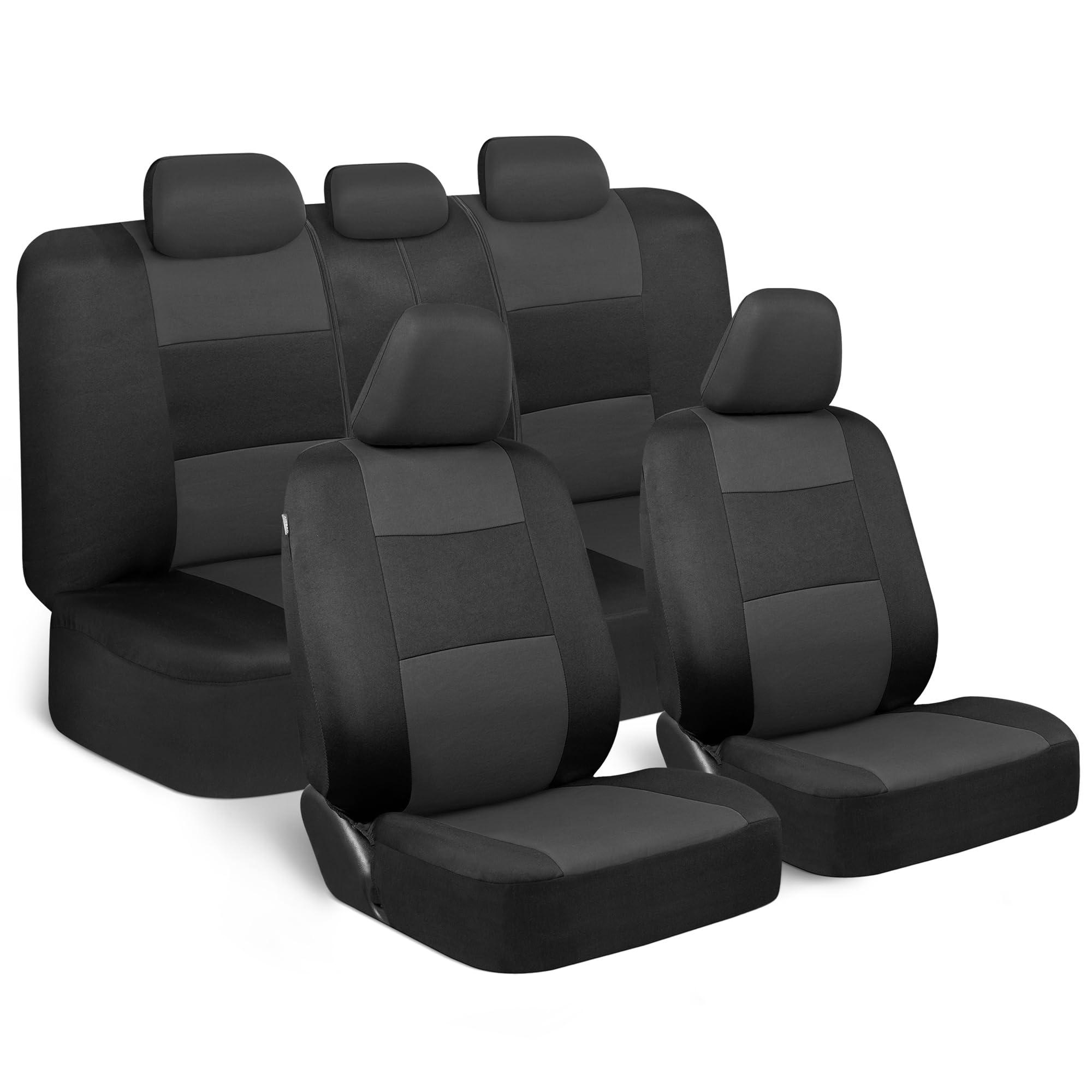 BDK PolyPro Charcoal on Black Seat Covers Full Set installed in a vehicle interior