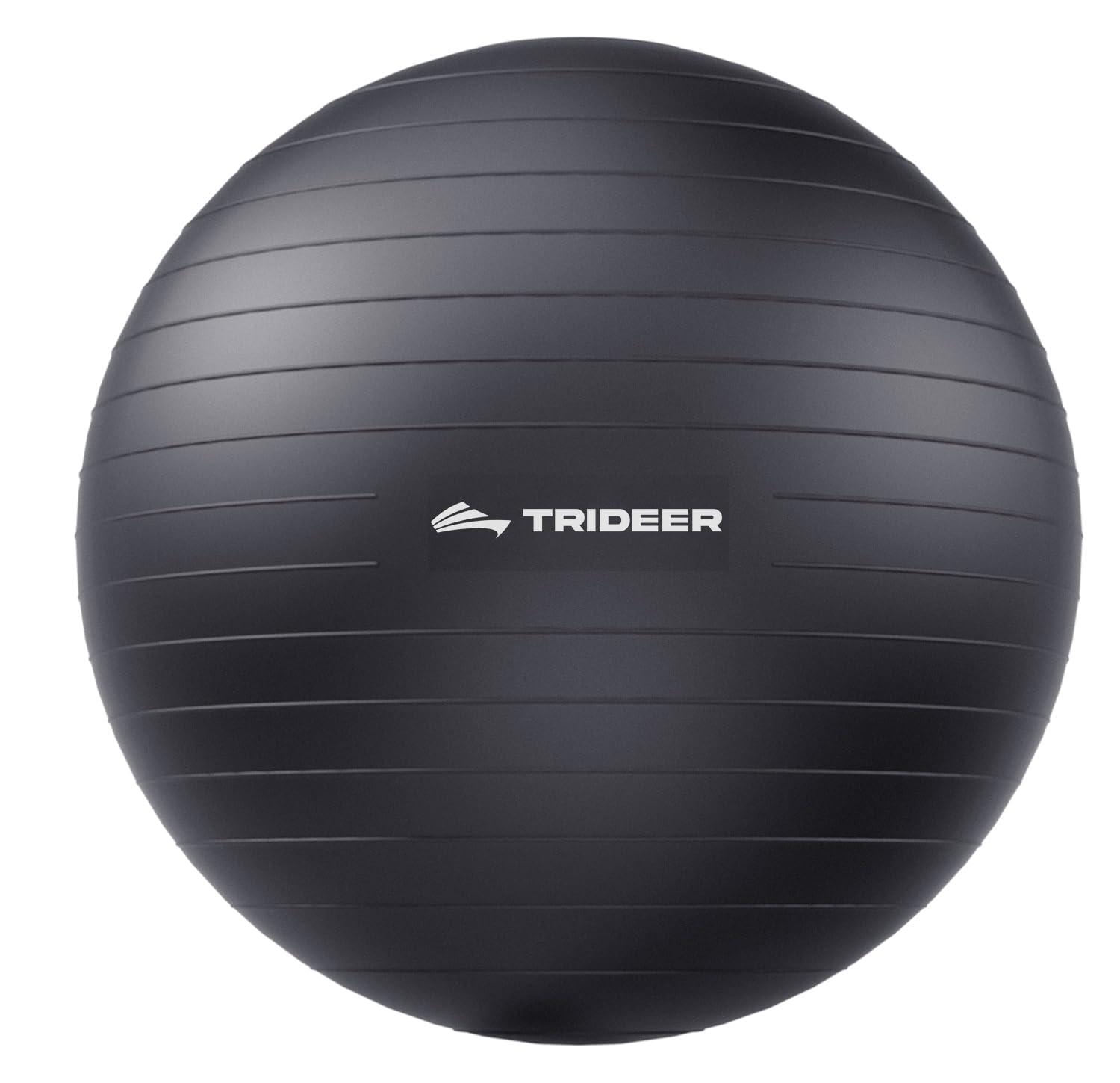 Trideer exercise ball with anti-slip stripes on a yoga mat