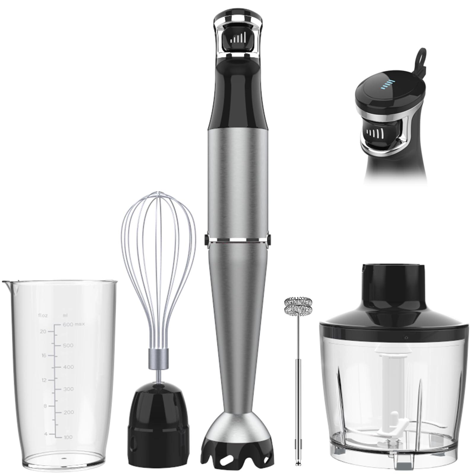 Turelar 5-in-1 Immersion Blender with attachments, including whisk and chopper