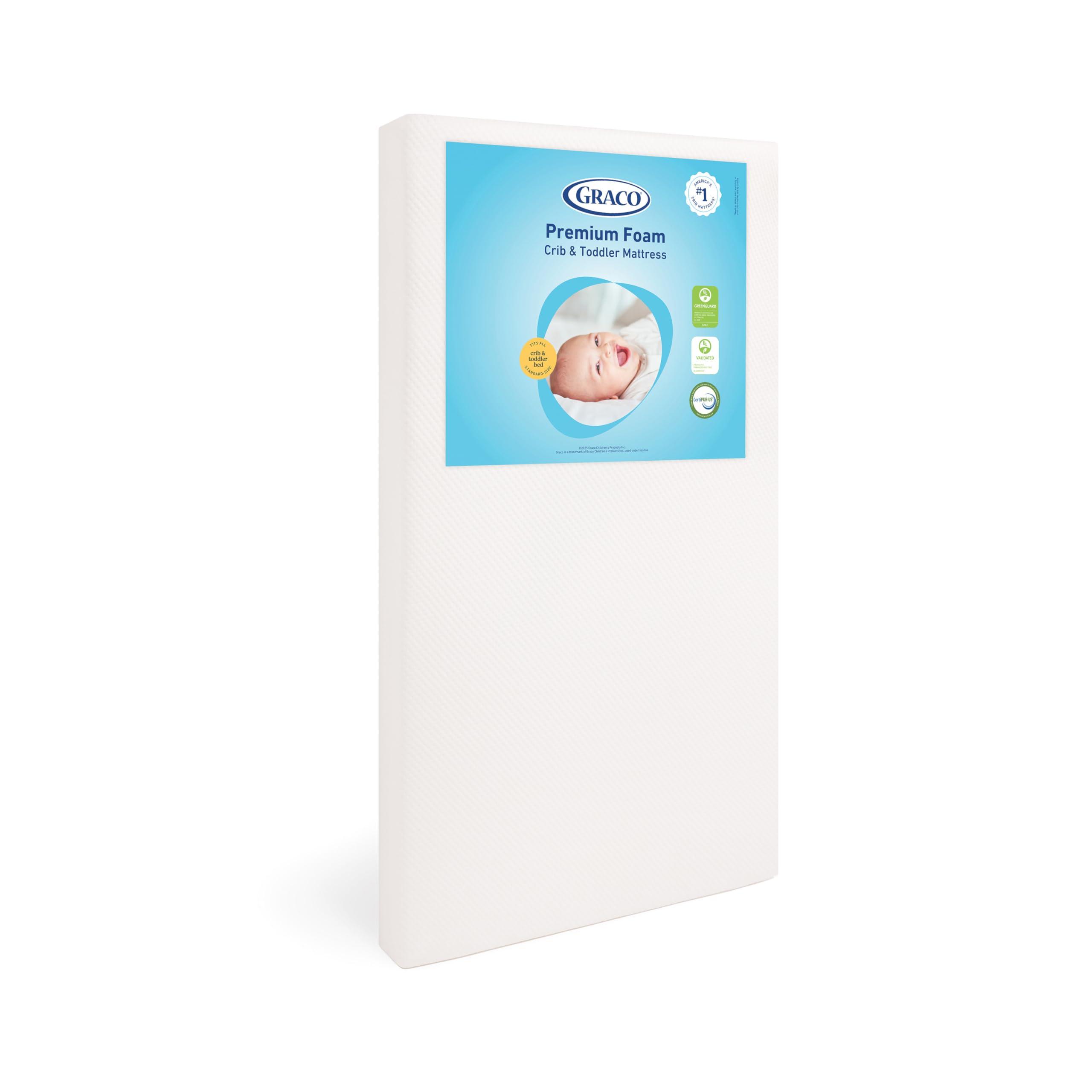 Graco Premium Crib & Toddler Mattress on a crib frame