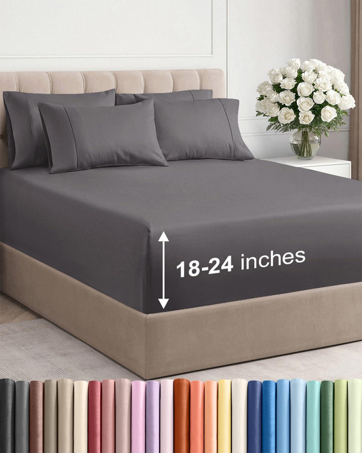CGK Unlimited Extra Deep Queen Sheet Set in Dark Grey