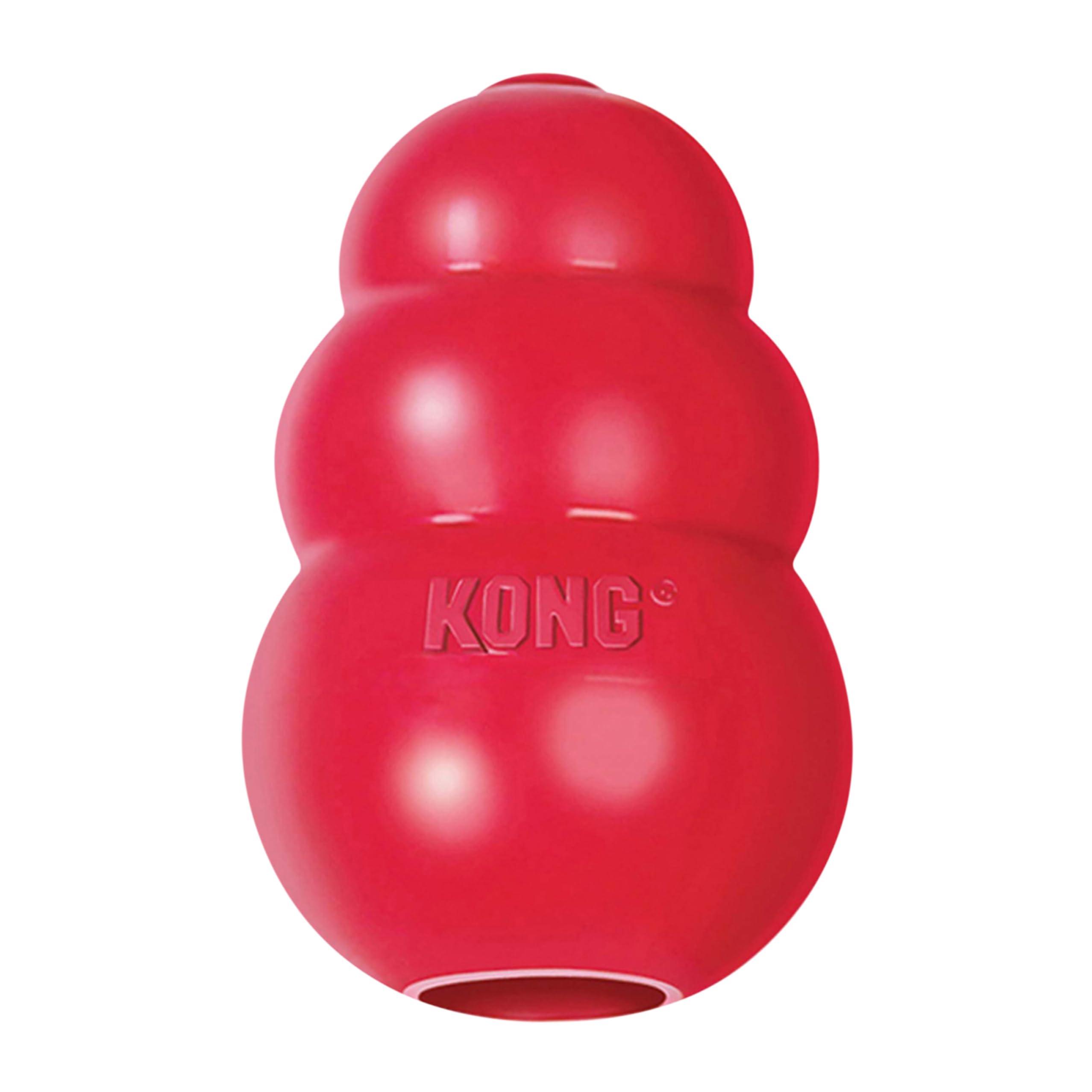 KONG Classic red rubber dog toy, spherical shape for medium dogs