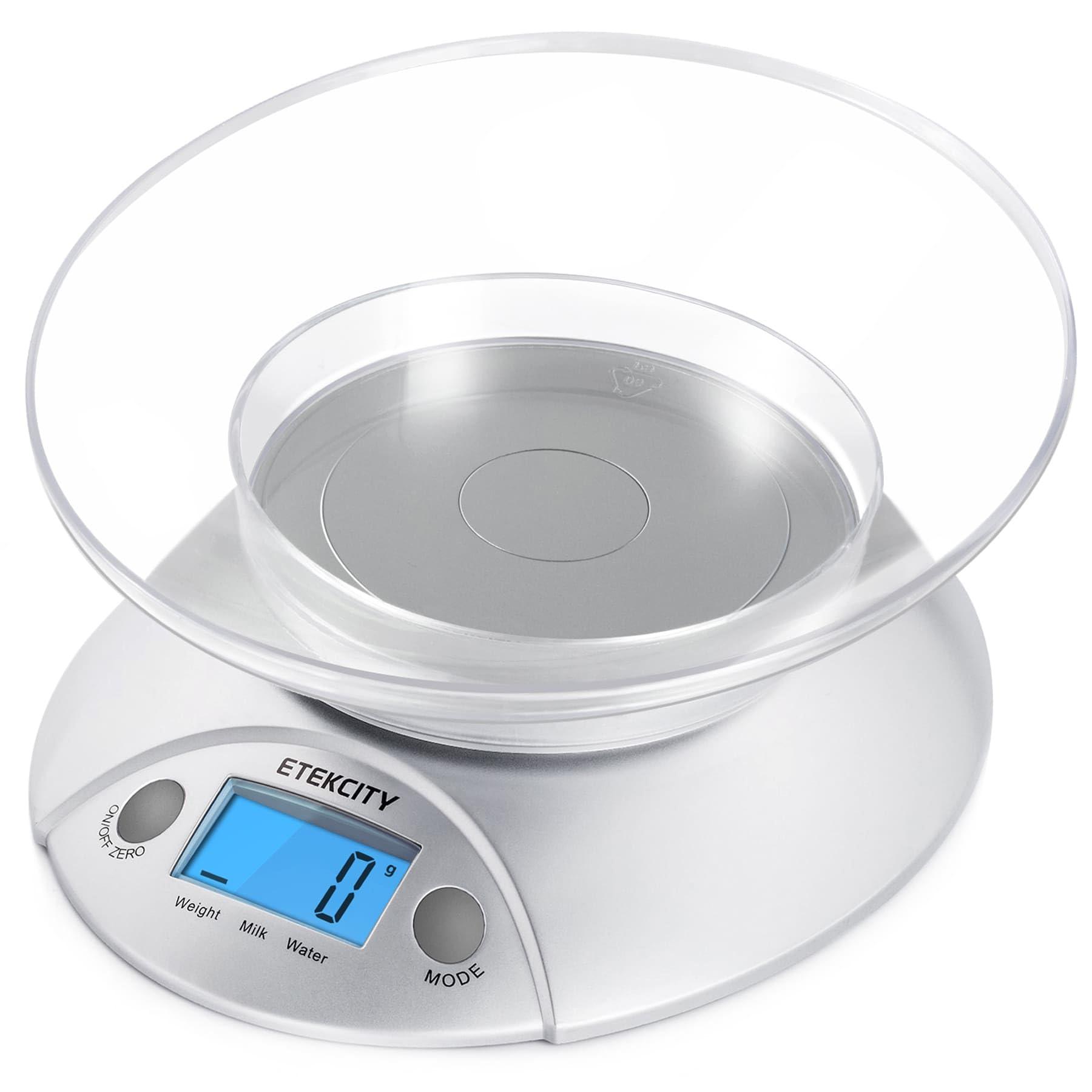 Etekcity EK3551 digital kitchen scale with detachable bowl and backlit LCD