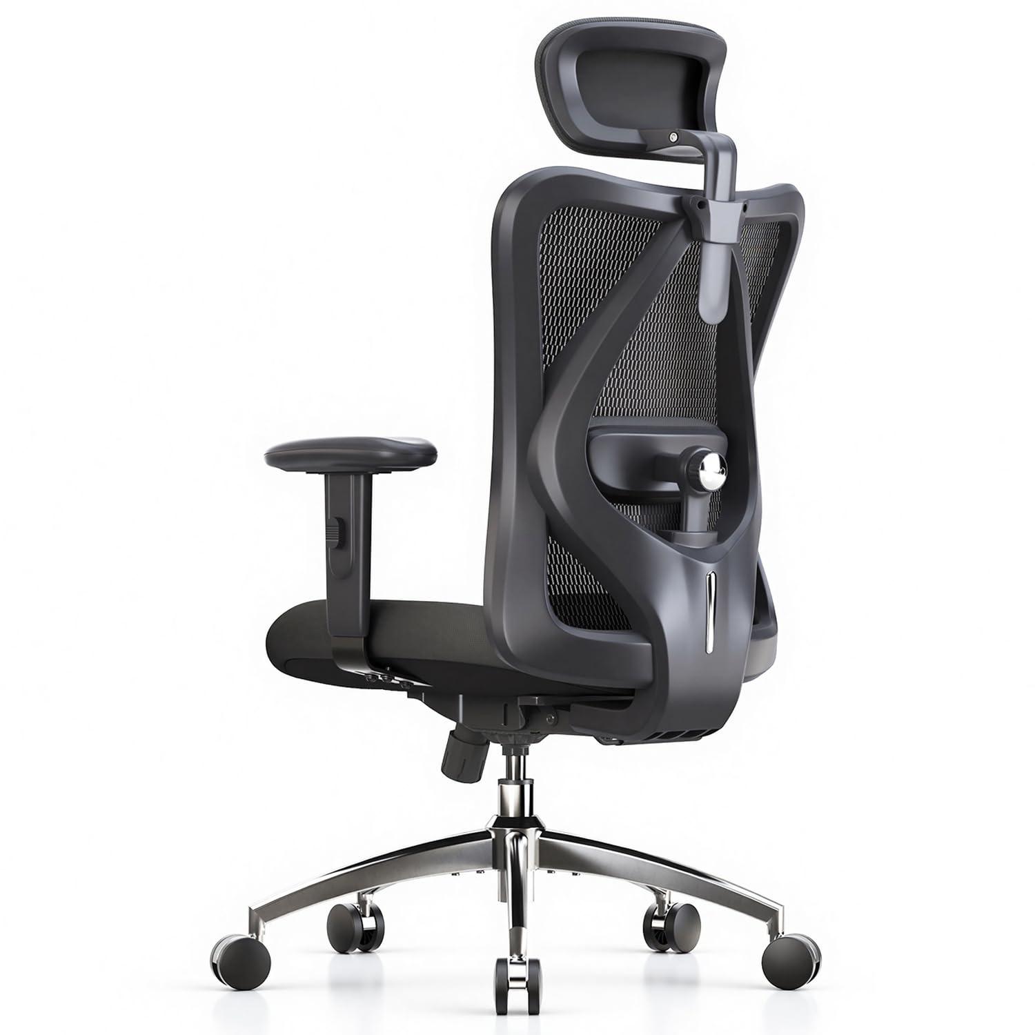 SIHOO M18 Ergonomic Office Chair with mesh back, adjustable headrest, and 2D armrests