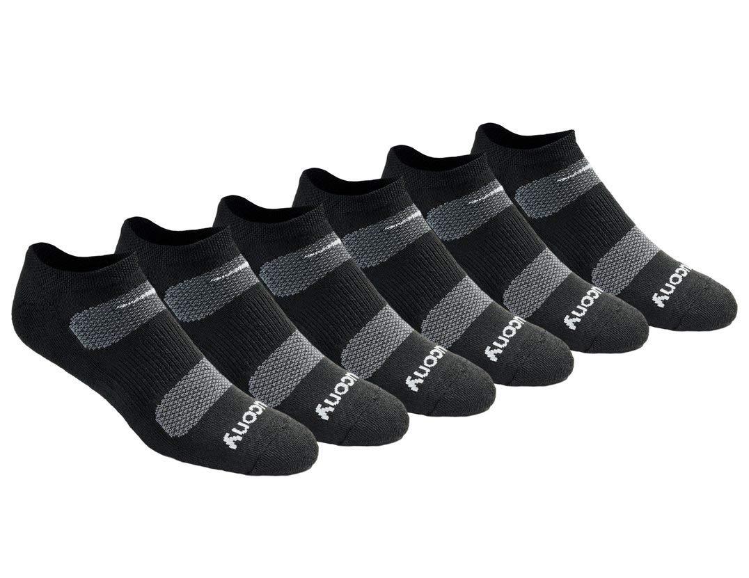 Saucony men's multi-pack mesh ventilating no-show socks in black