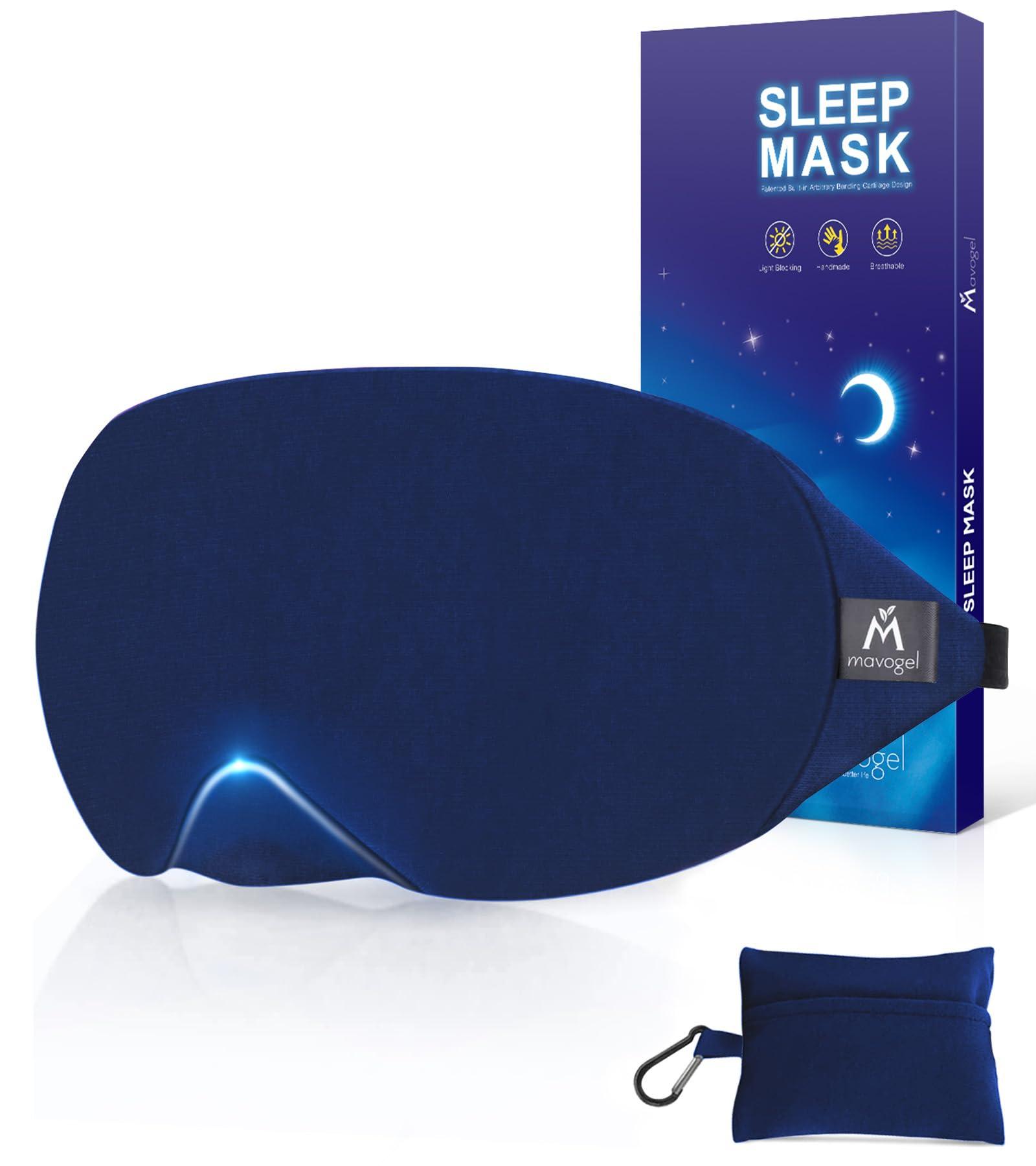 Mavogel Cotton Sleep Mask with updated bending nose design, black with white stitching