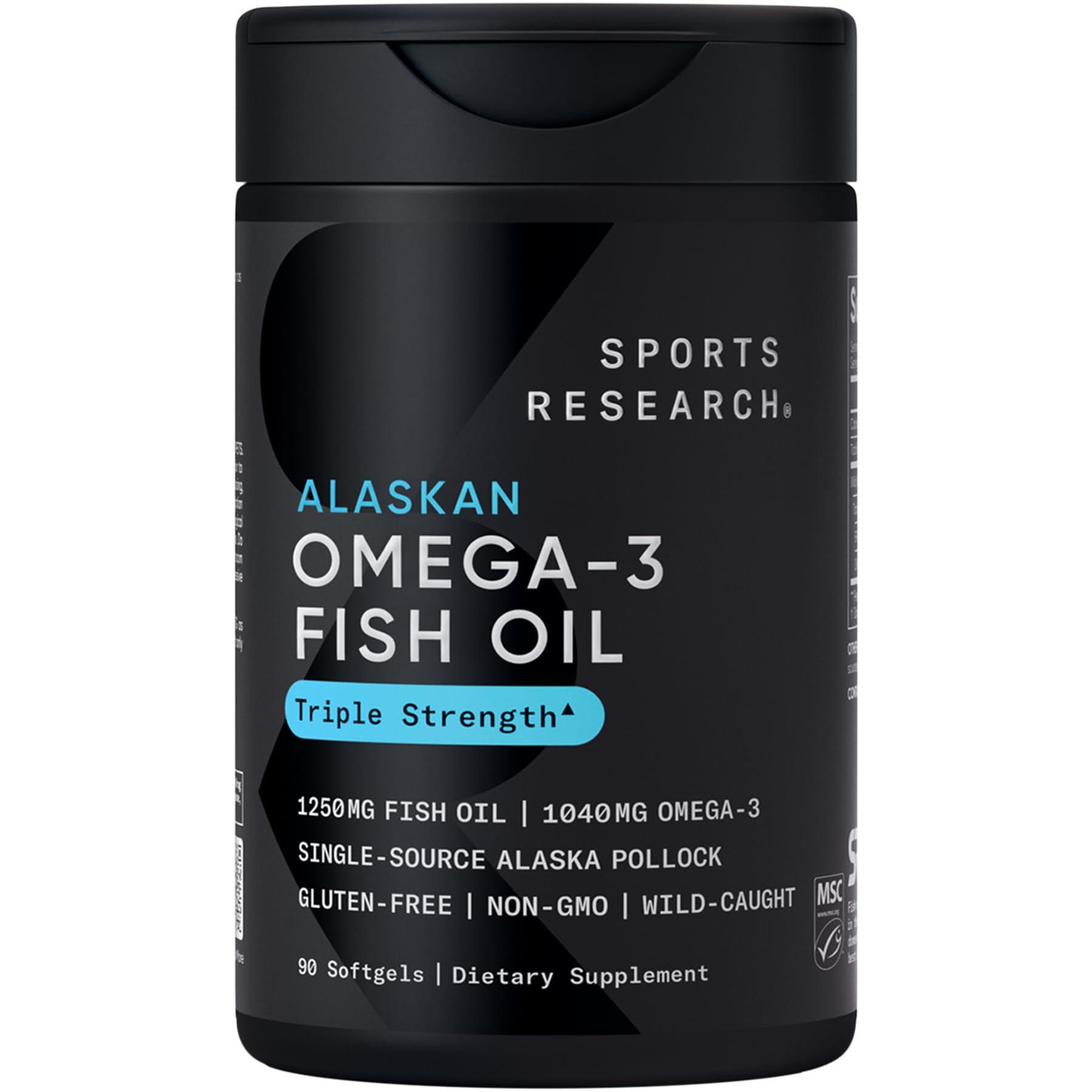 Sports Research Omega-3 Fish Oil 1250 Triple Strength softgel bottle