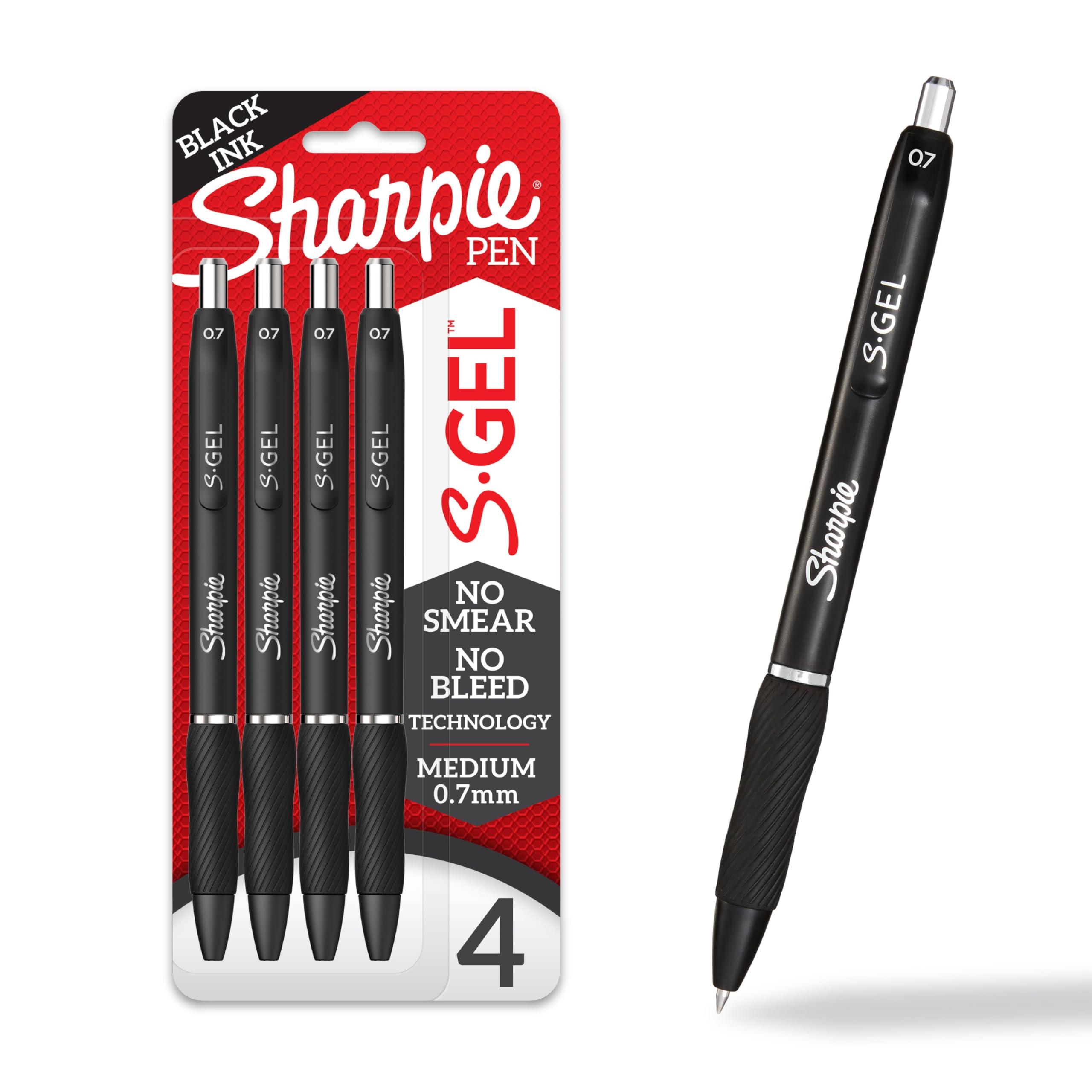 Sharpie S-Gel Pens, Medium Point (0.7mm), Black Ink, 4 Count