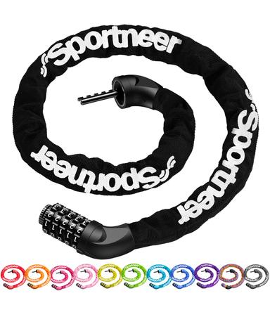 Sportneer ALC-02 5-Digit Combination Bike Chain Lock, 4.92 ft